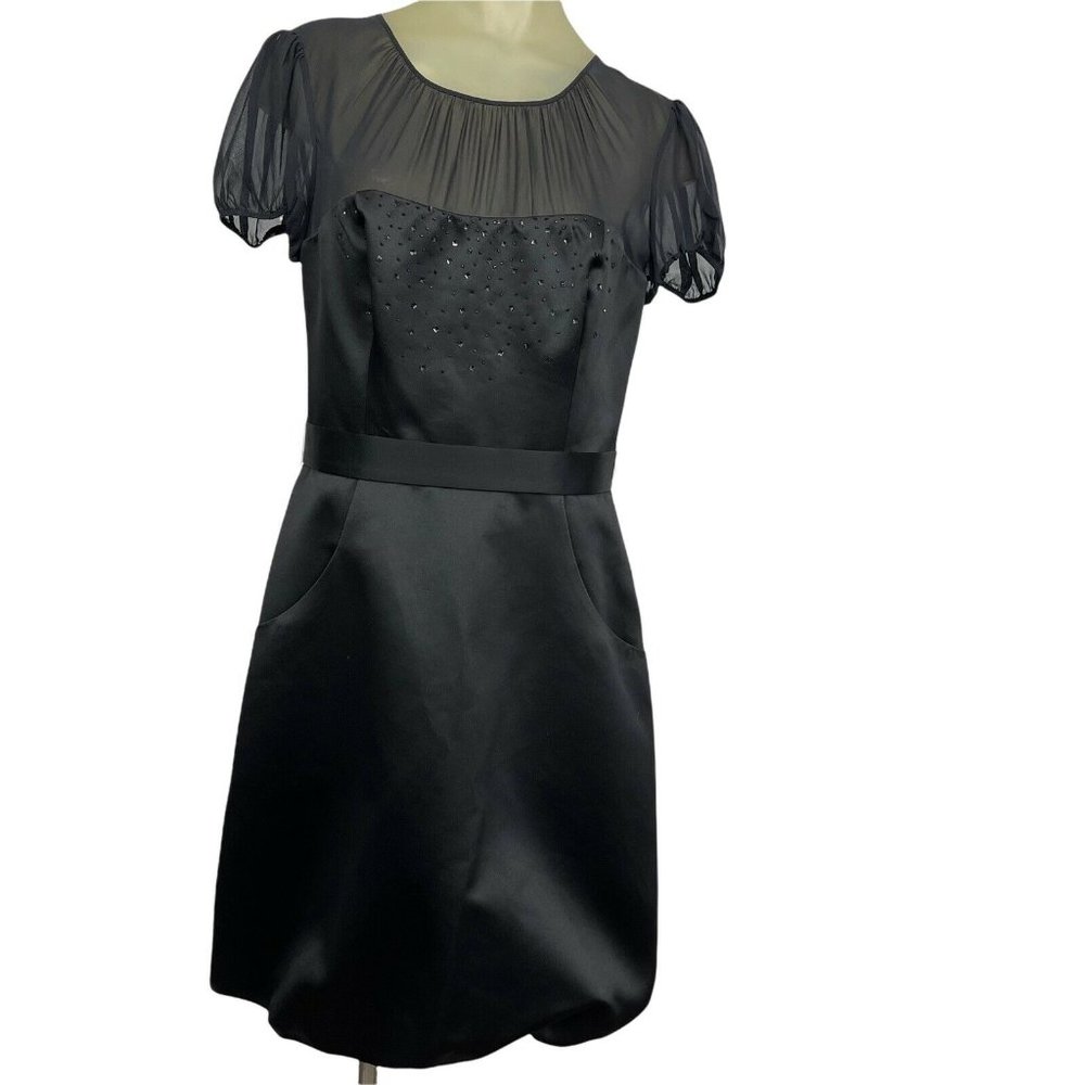 Max and Cleo  Black Dress Satin Beaded Woman’s Short sleeve size 10 formal new
